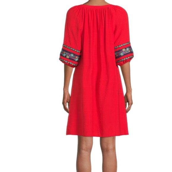 The Pioneer Woman Split Neck Dress, 3X, Scarlet - Picture 4 of 15